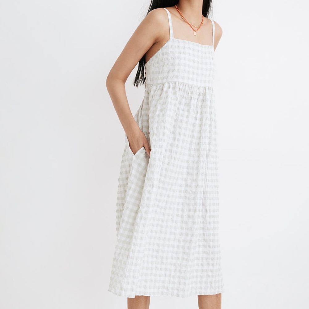 Summertime Cami Midi Dress in Seersucker Gingham
